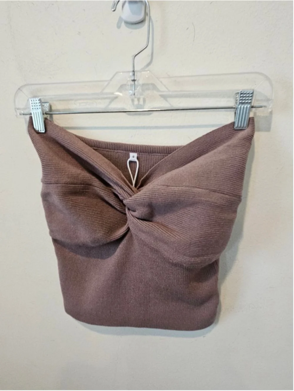 Women's ANRABESS NWT Brown Ribbed Knit Bandeau Tube Top S - Picture 5 of 12